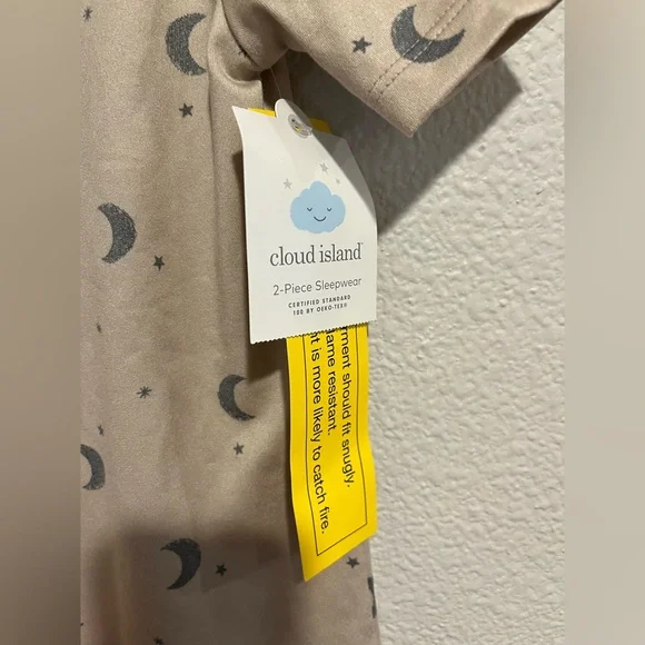 Cloud Island Toddler Moon & Stars Two Piece Pajama Set Tan Oeko Tex Size 5T - Picture 5 of 8